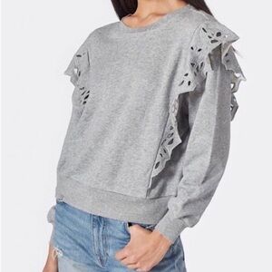 Express Grey Ruffle Lace Sweatshirt Sweater Size Small